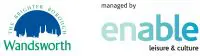 Logo and text 'The Brighter Borough - Wandsworth' next to separate text reading 'Managed by Enable Leisure and Culture'.
