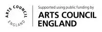 Logo for Arts Council England and text reading 'Supported using public funding by Arts Council England'.